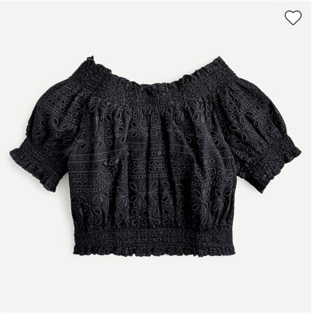 J Crew Puff Sleeve Smocked Top Eyelet